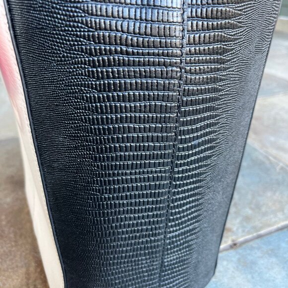 BCBGMaxAzria Red, Cream, and Black/DeepNave Calfskin Tote AMAZING CONDITION! - Picture 5 of 12